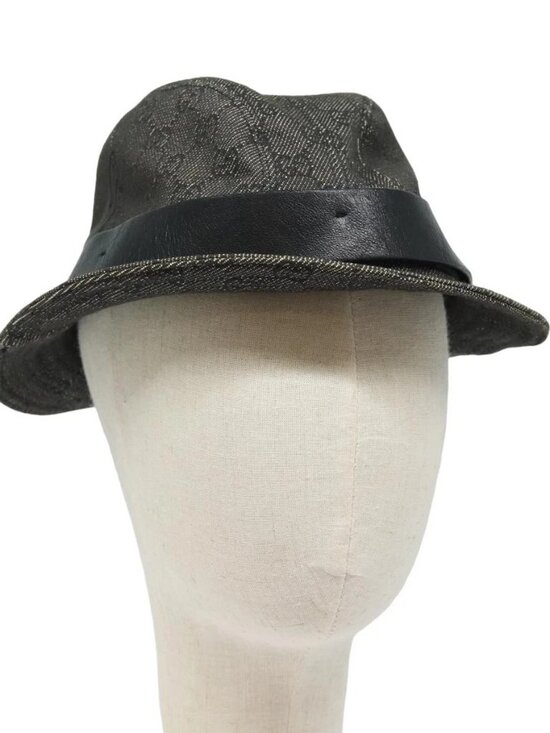 GUCCI GG Canvas Hat S Black Auth am6440
